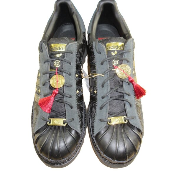 Adidas Men's Clot Edison Chen Superstar Shoes Black Gold Size 12 NIB JR5114 - Picture 4 of 10